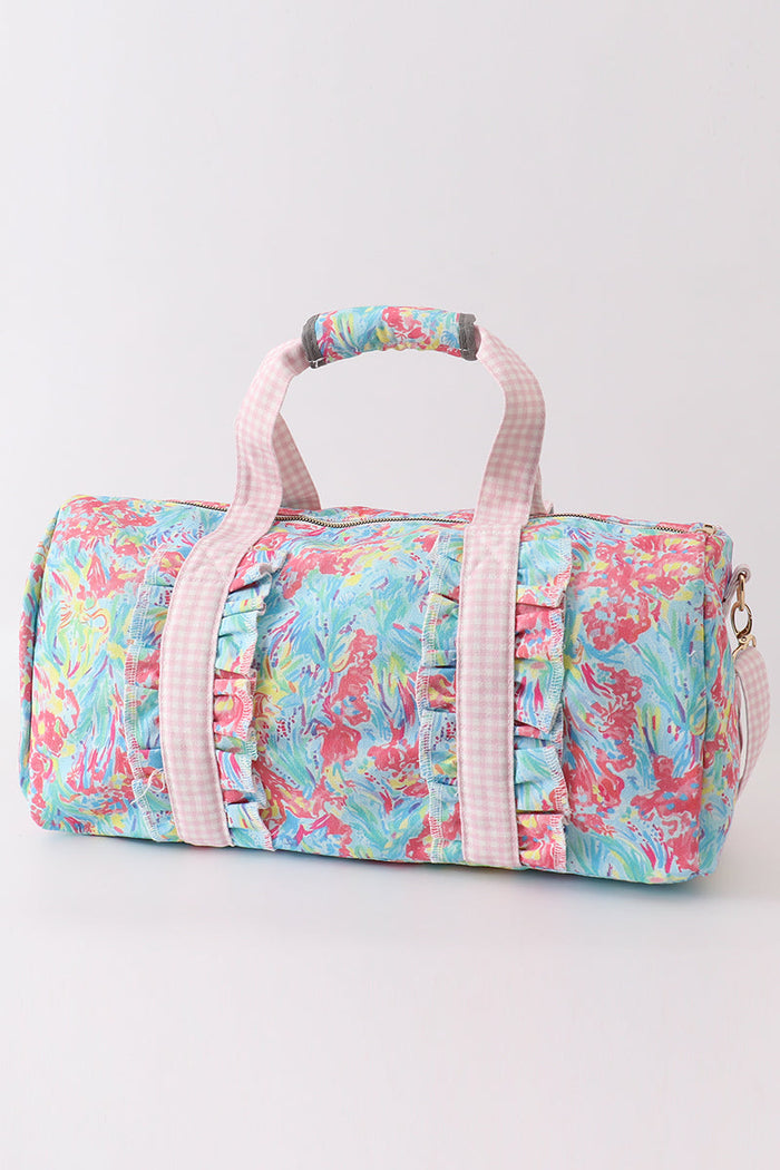 Green floral travel bag