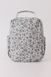 Green floral ruffle lunch bag