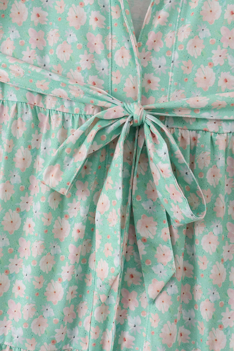 Green floral print mom&me dress