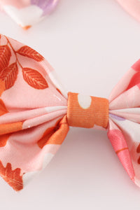 Pumpkin floral print 2pc hair bow