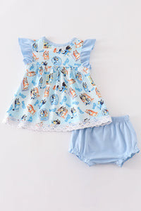 Blue character baby girl set