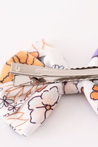 Coral floral print 2pcs piggie hair bow