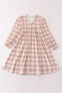 Green watercolor plaid mom&me dress