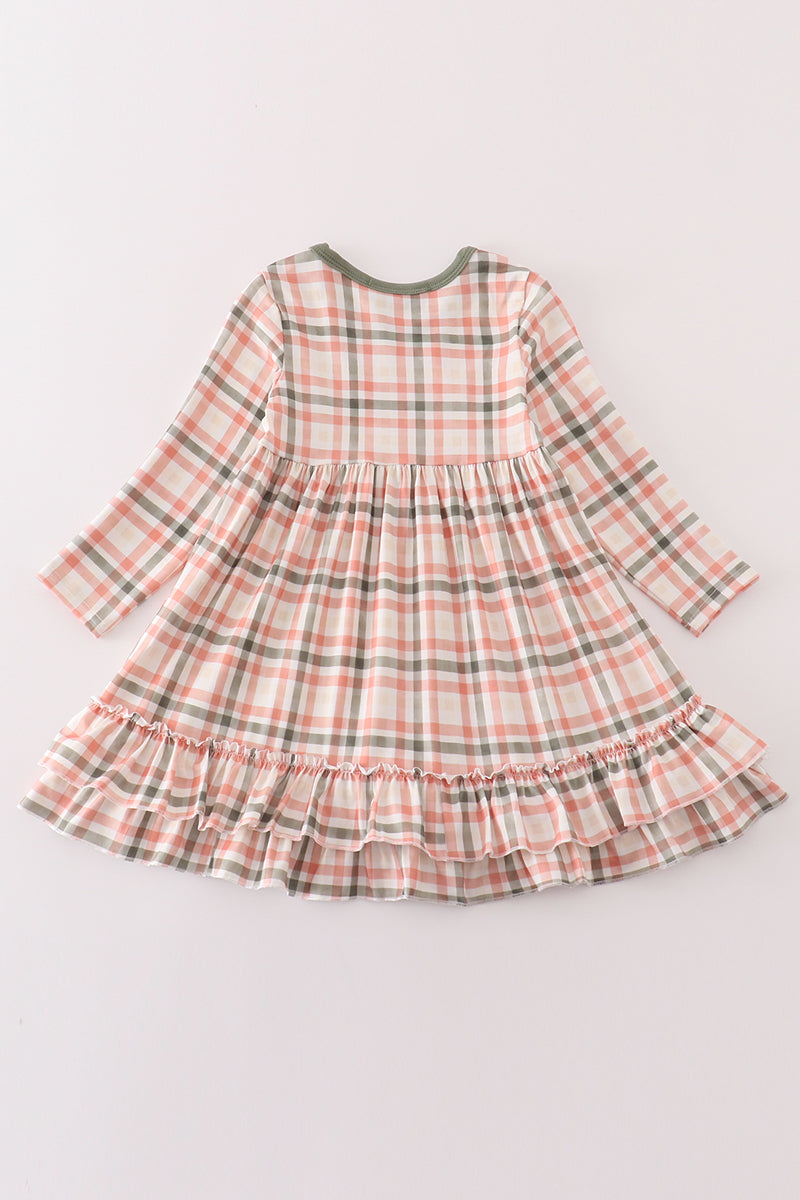 Green watercolor plaid mom&me dress