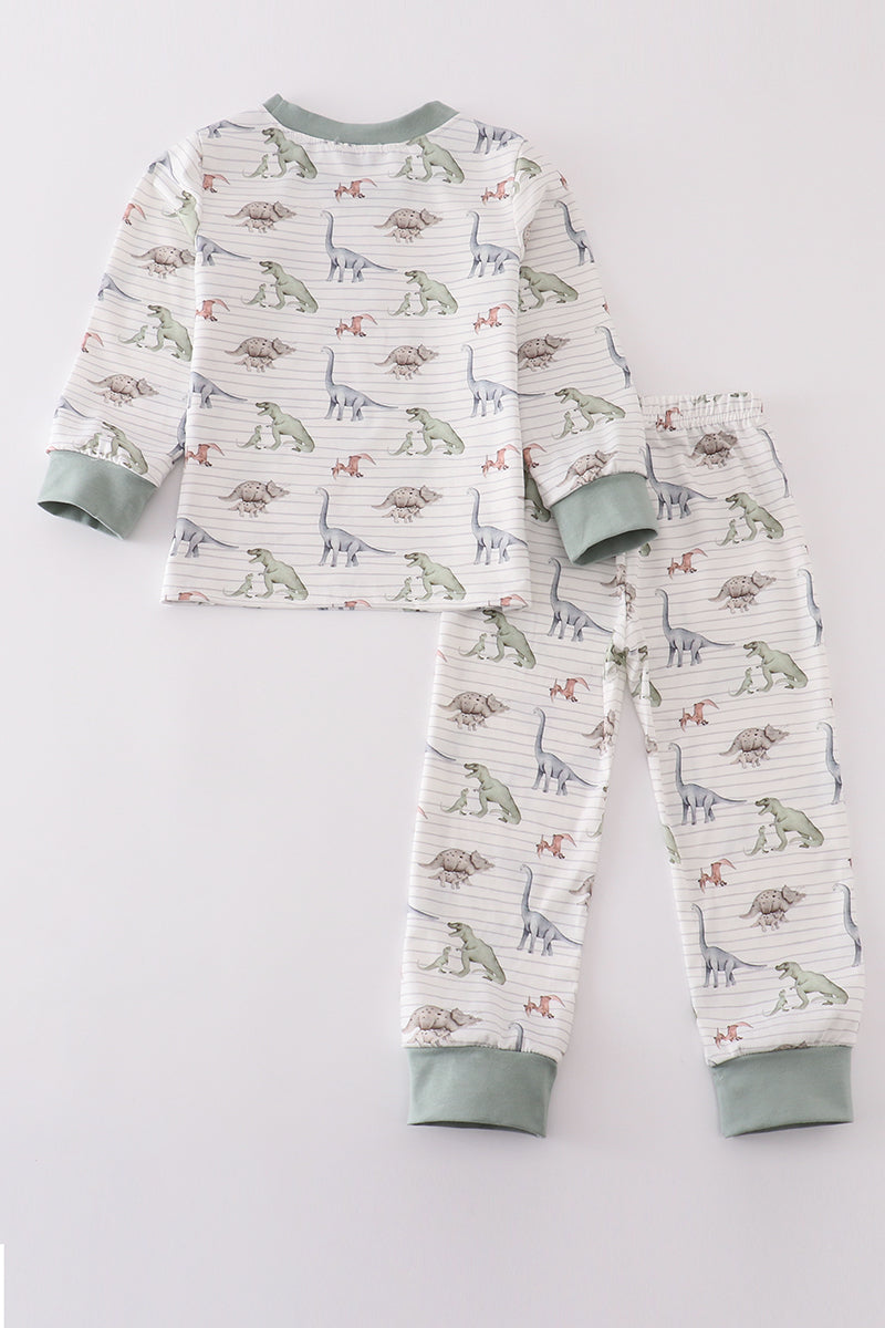 Dinosaur print boy pajamas set