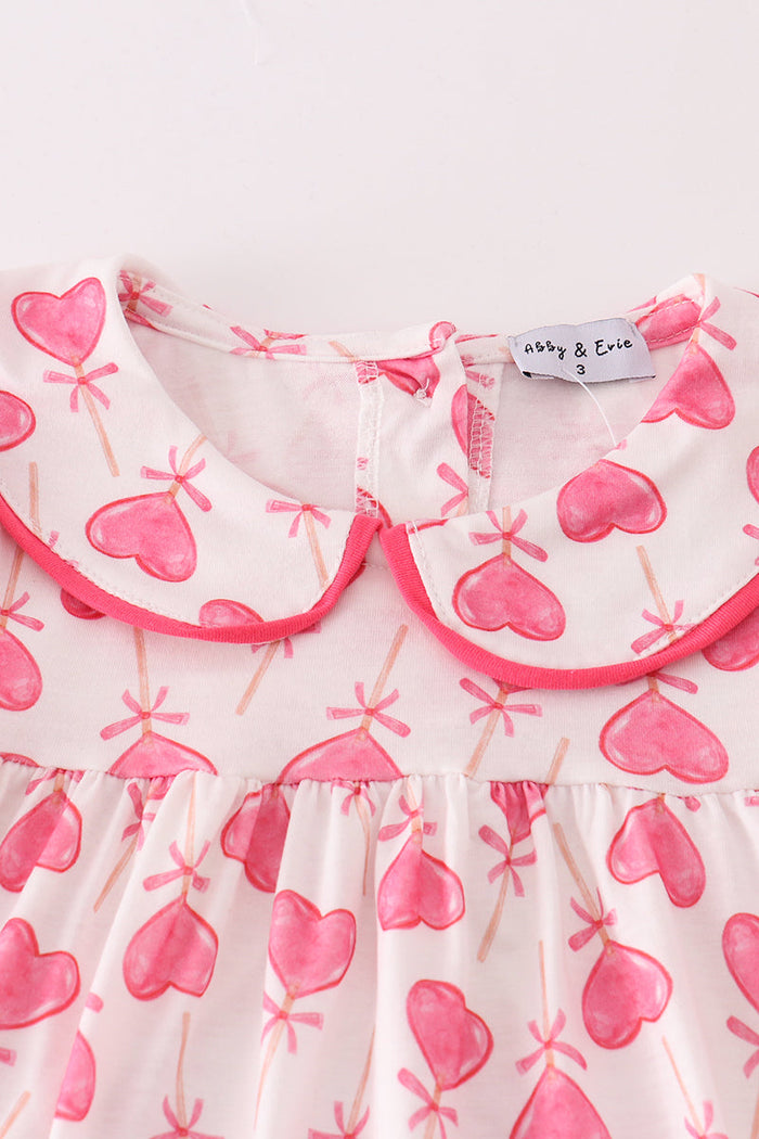 Pink valentine heart girl set