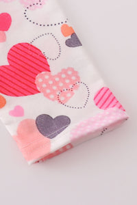 Pink valentine heart print girl set