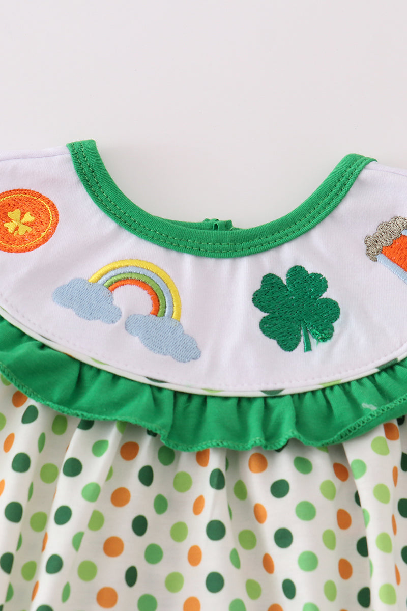 Green clover rainbow embroidery girl bubble