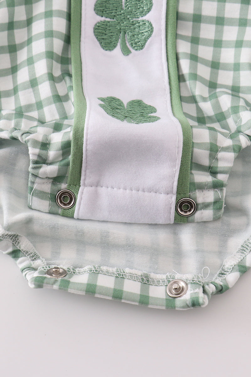 Green clover embroidery boy bubble