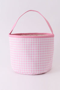 Pink easter bunny applique bucket