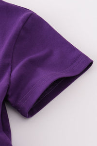 Purple gold LSU applique dress
