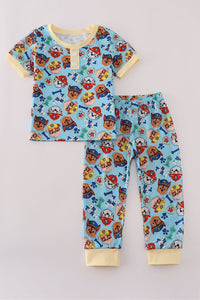 Blue character print pajamas set