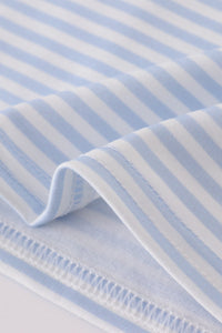 Blue football french knot stripe top