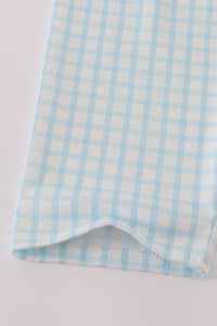 Yellow puppy embroidery gingham pants set