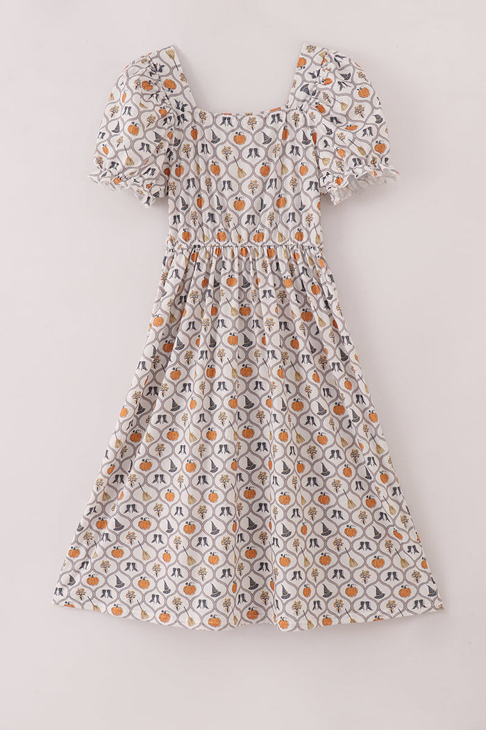Witch pumpkin print mom dress