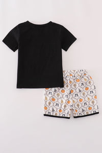 Black Witch pumpkin embroidery top