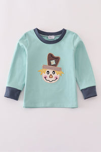 Green scarecrow applique top