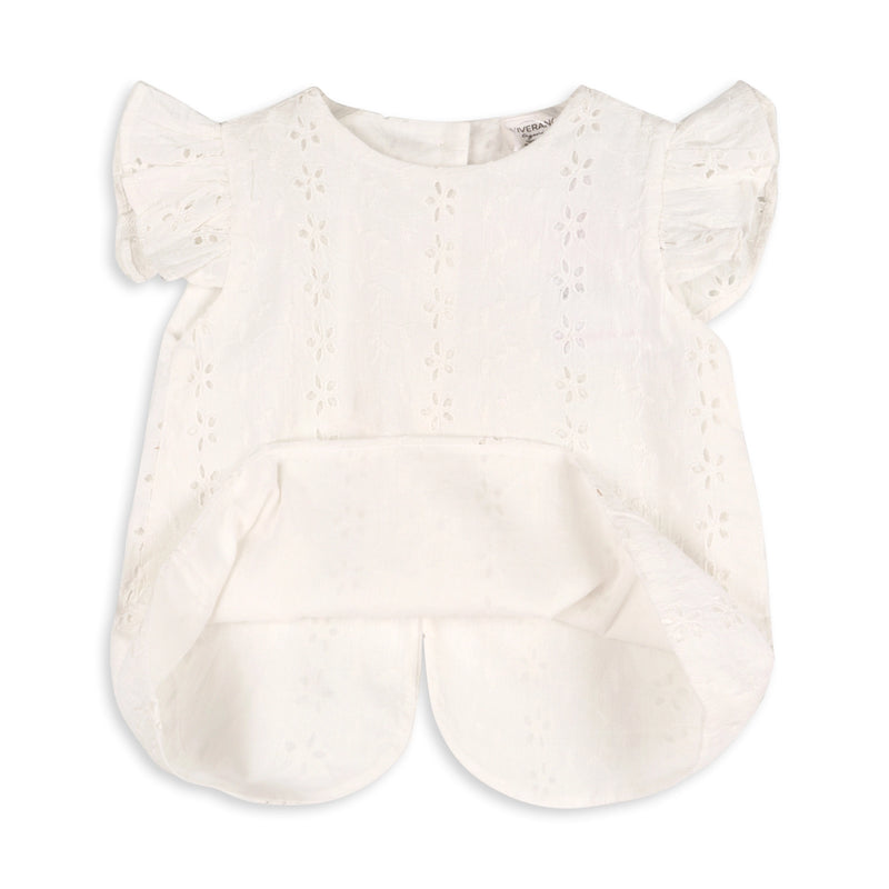 Milly Eyelet Embroidered Baby Top + Ruffled Bloomer -Organic