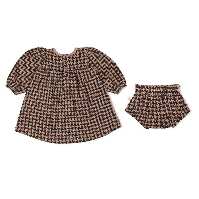 Organic Smocked Dress - Houndstooth