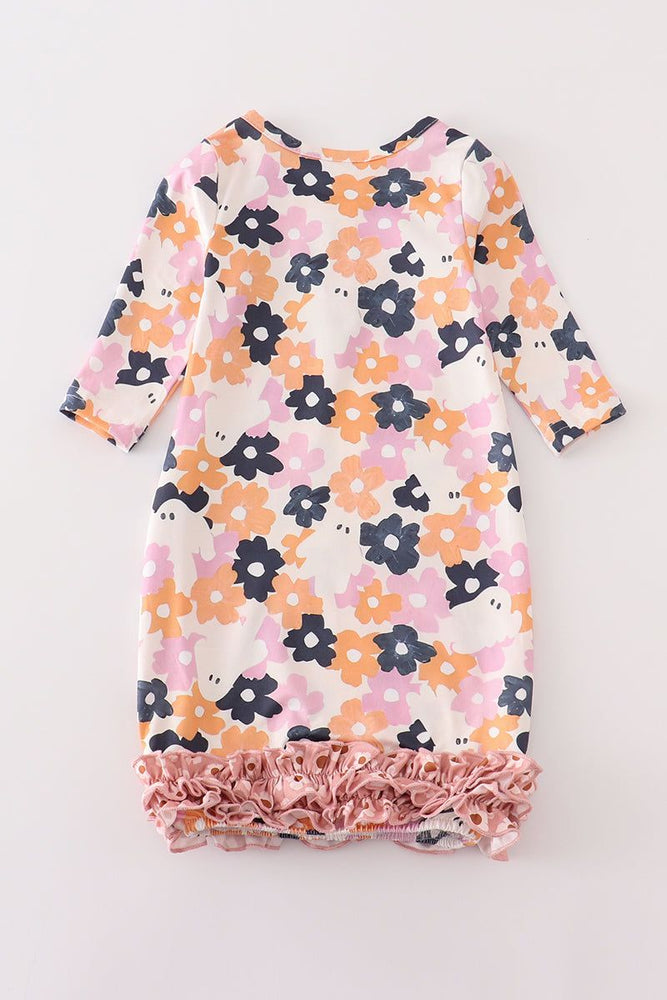 
                  
                    Pink floral print ruffle baby gown
                  
                