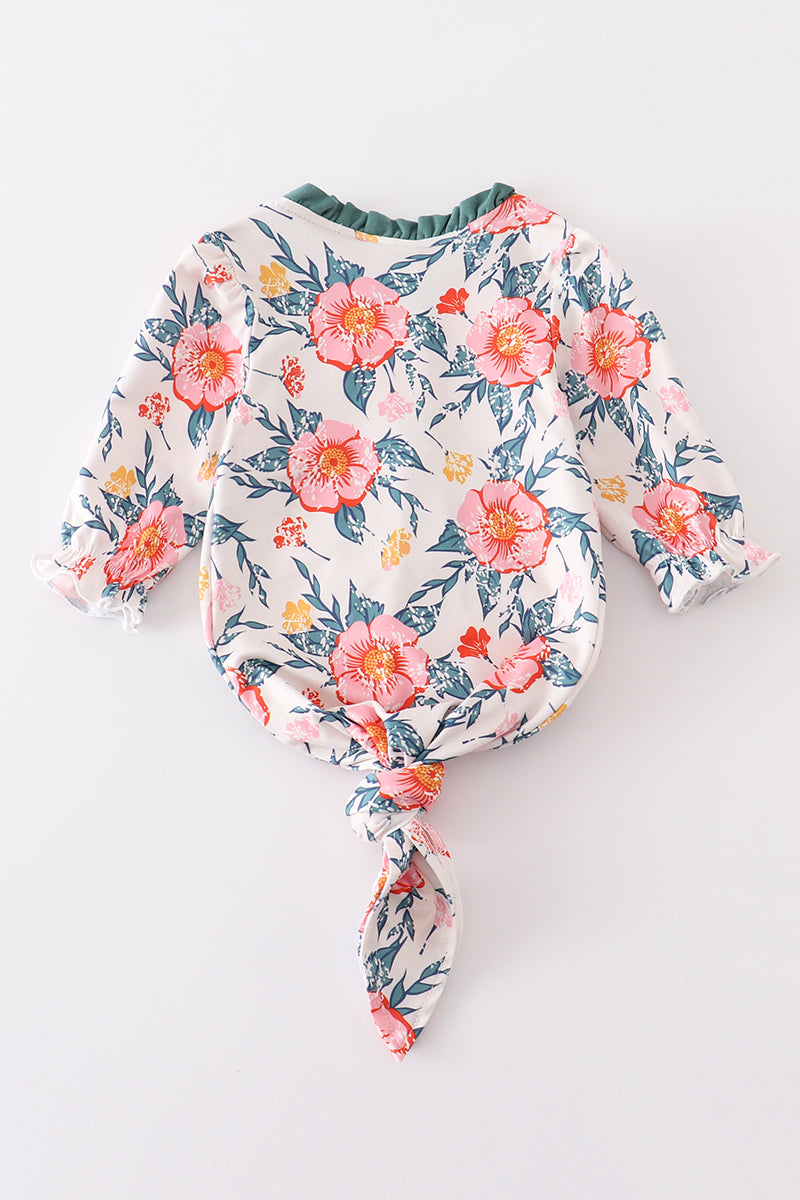 
                  
                    Green floral print baby gown
                  
                