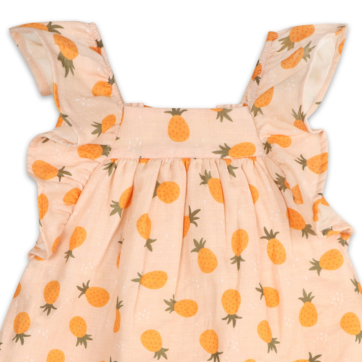 Pineapple Ruffle Sleeve Baby Dress + Bloomer (Organic)