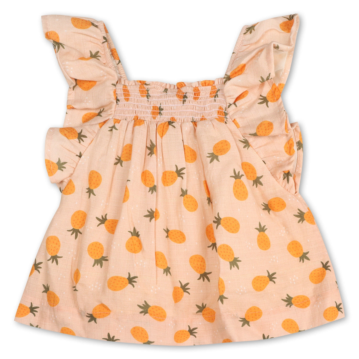 Pineapple Ruffle Sleeve Baby Dress + Bloomer (Organic)