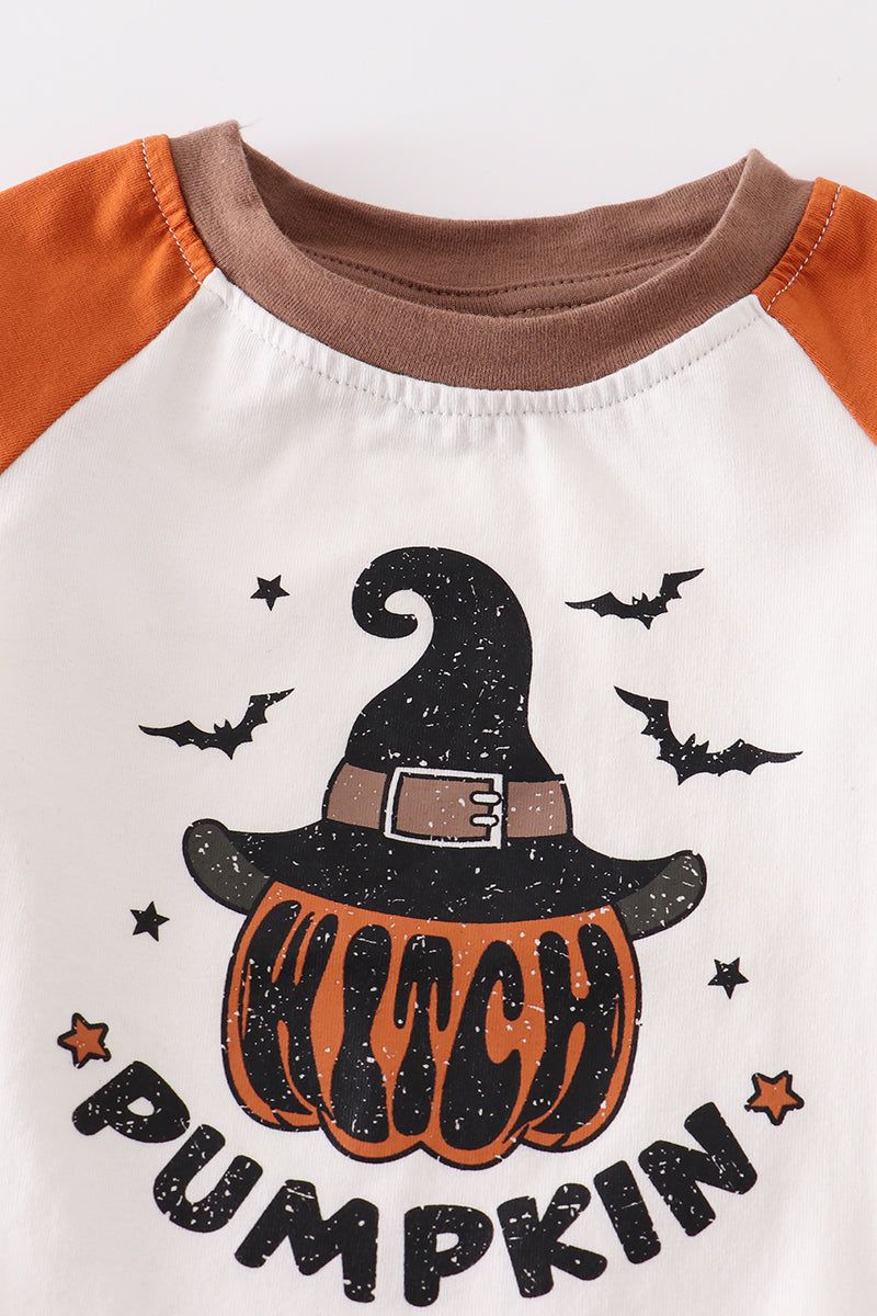 Halloween pumpkin baby romper