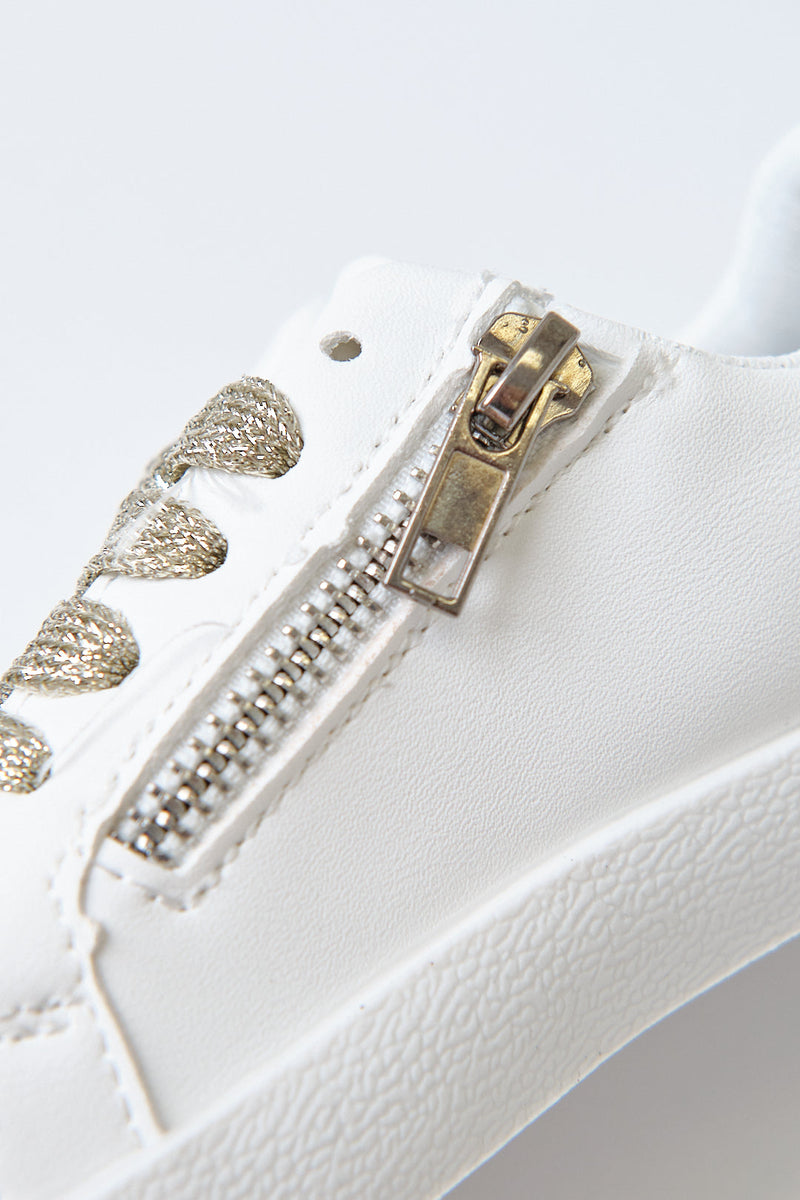 White gold star glitter sneaker (toddler to big kids)