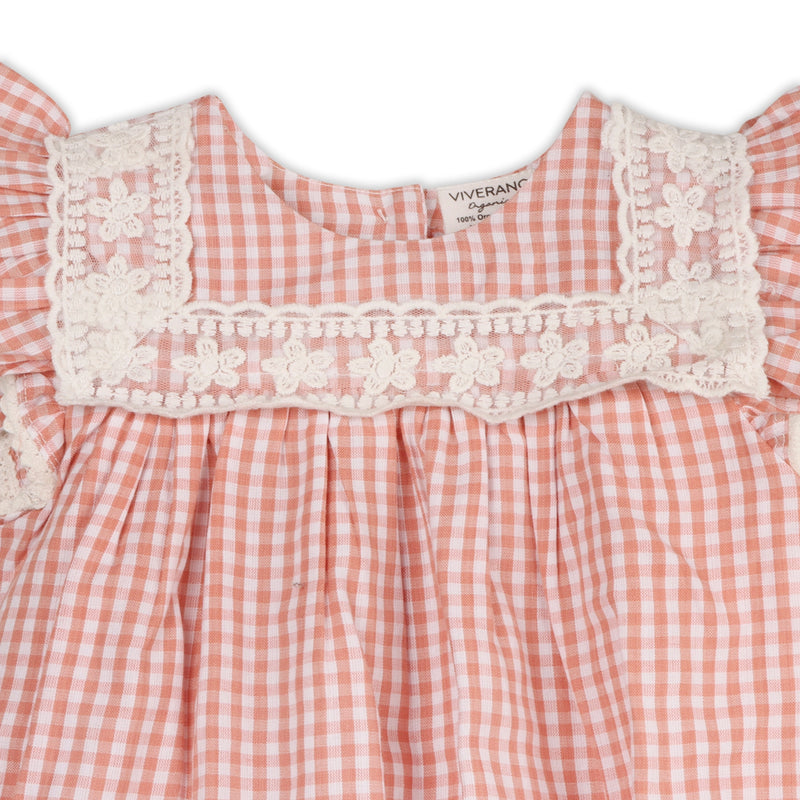 Sofia Gingham Bubble Baby Romper (Organic Cotton)