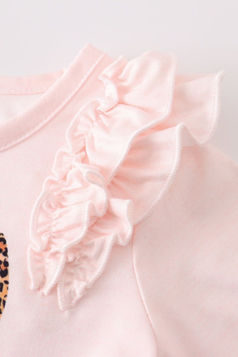 Pink thanksgiving turkey ruffle girl top