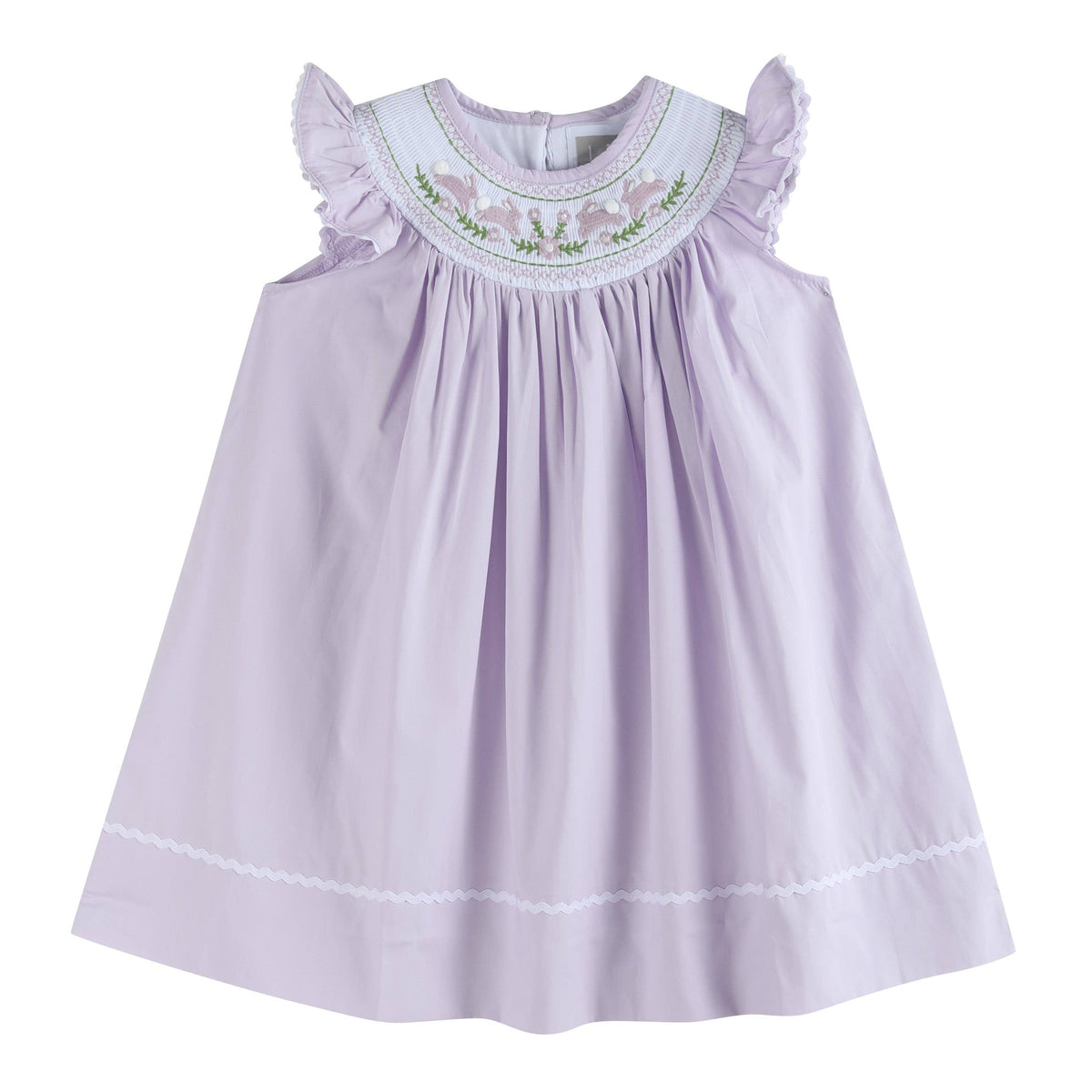 Light Purple Bunnies Smocked Bishop Dress