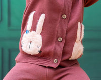 Bunny Applique Baby Cardigan Sweater (Organic Cotton)