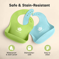 2-Pack Prep Silicone Bibs for Babies, Toddlers, Boys, Girls