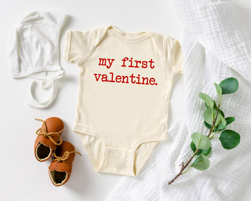 My first Valentine Natural Color Baby Bodysuit