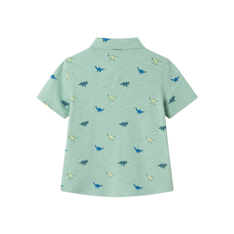 Kids (2-7) Knit Buttondown & Hybrid Short Set | Dinosaur Print