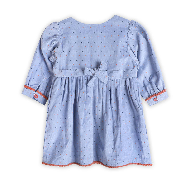 Embroidered Corduroy Tie Baby Dress & Bloomer (Organic)