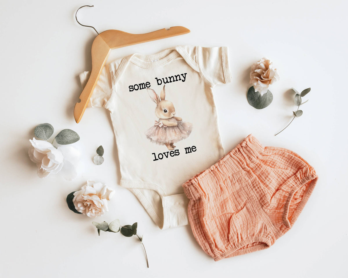 Some Bunny Loves Me Natural Color Baby Bodysuit