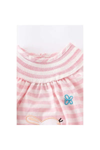 Pink Stripe bunny Ruffle Baby Romper