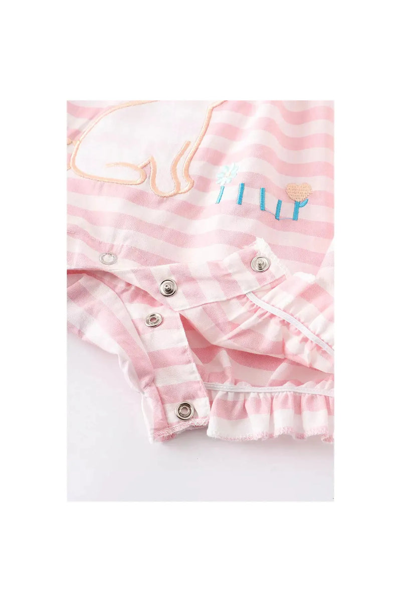 Pink Stripe bunny Ruffle Baby Romper