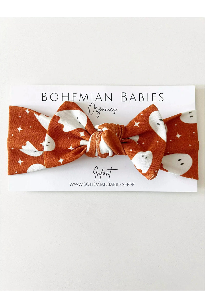 Spooky Ghost Organic Bow Headband