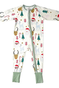 Santa and Friends Holiday Bamboo Sleeper and/or Romper - Doodlebug Kidz